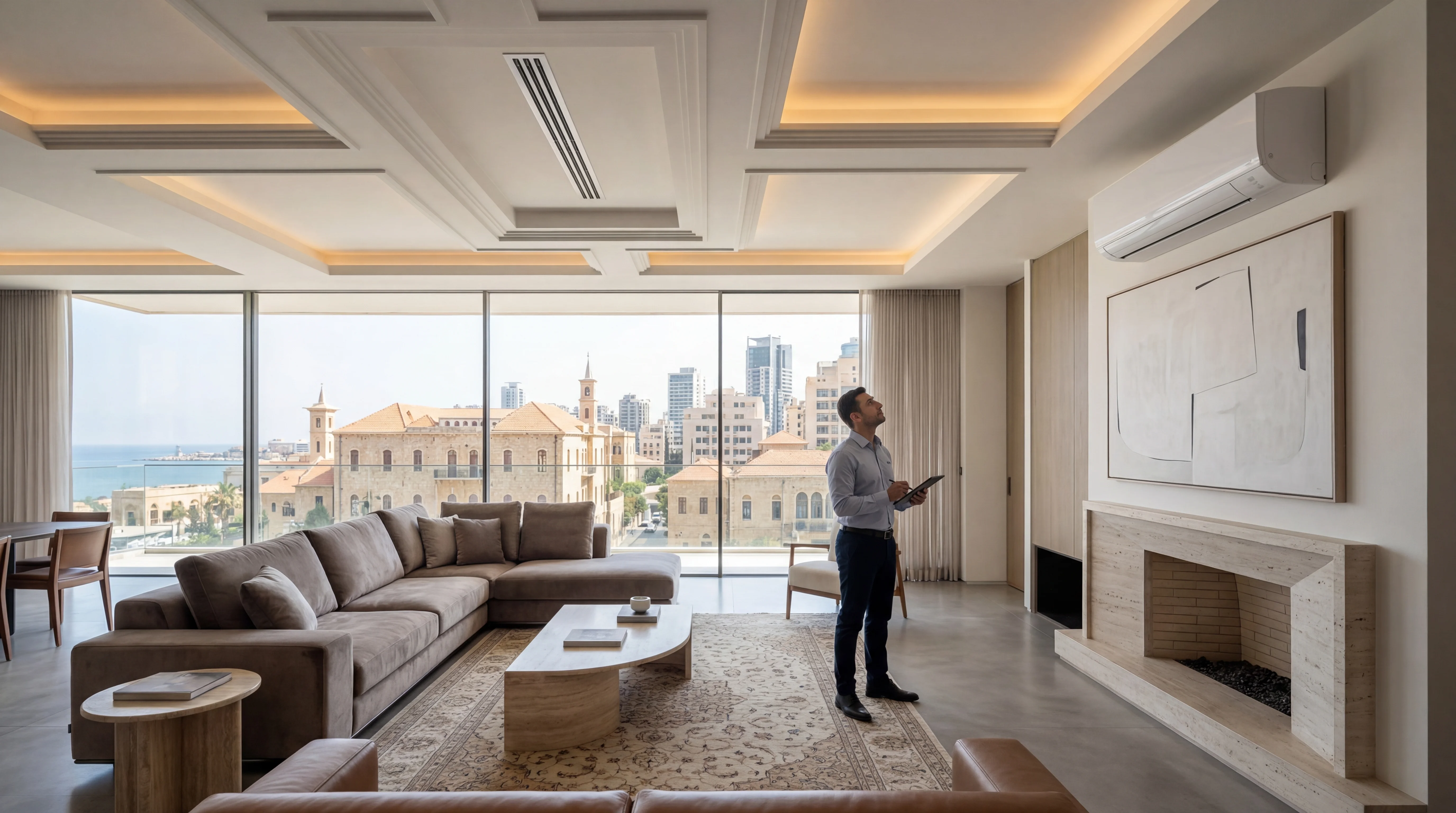 Split unit and ducted system compared in a Lebanese apartment