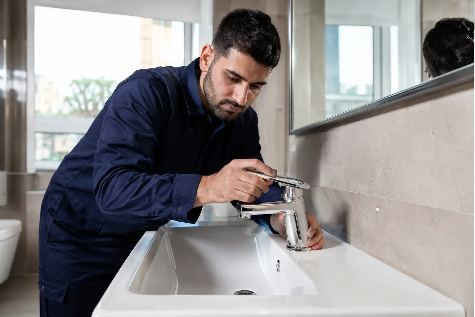 Water pump and pressure vessel installation in a Lebanese building